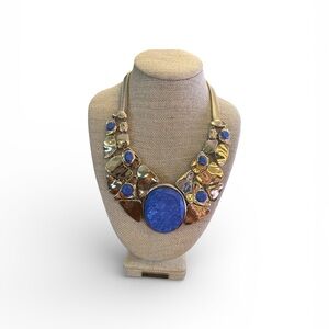 Kim Rogers Gold Plated and Blue Statement Necklace